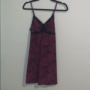 Purple Floral Chamise Slip Dress with Lace